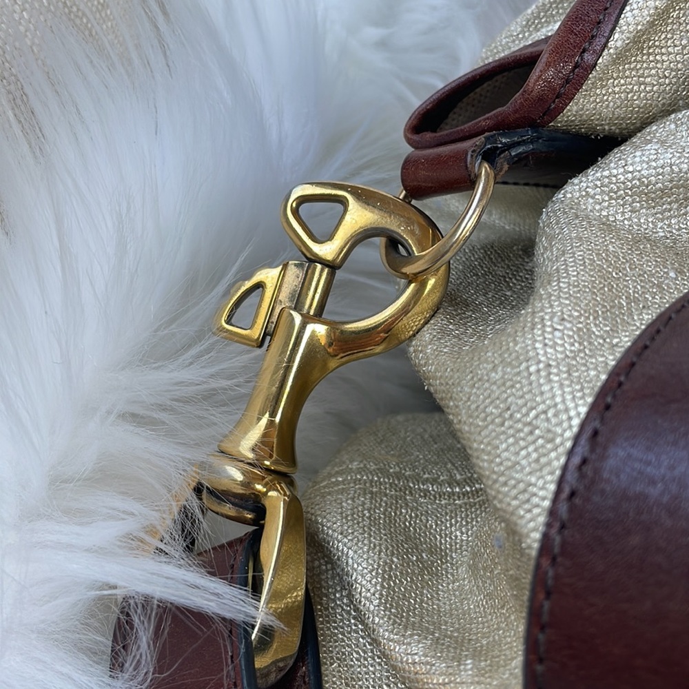 Burberry gold metallic coated canvas  satchel - Picture 3 of 16